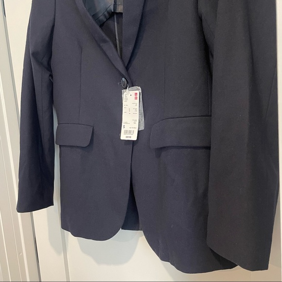 Uniqlo Wool Blend Navy Blazer Small NWT Preppy Collegiate Jacket - Picture 7 of 10